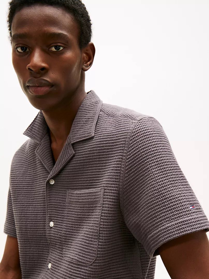Waffle-Texture Camp Shirt