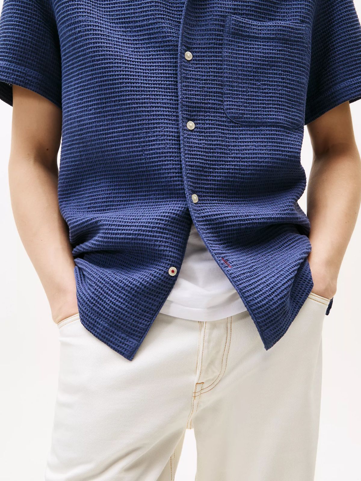 Waffle-Texture Camp Shirt