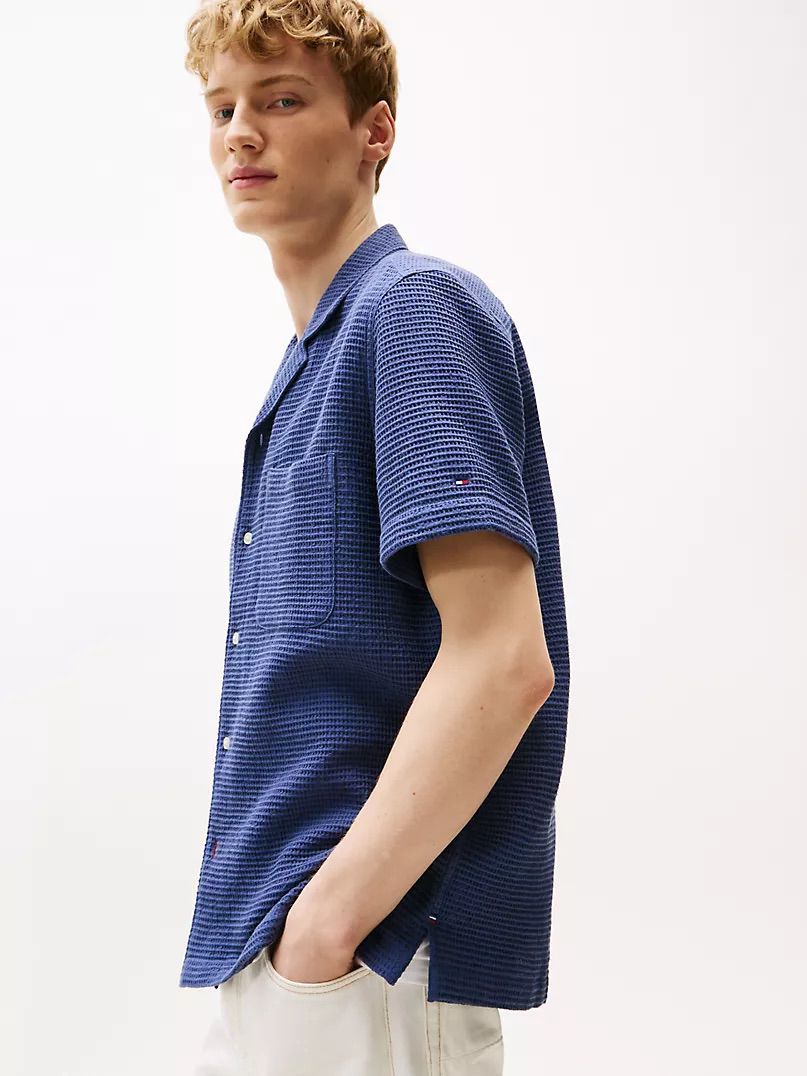Waffle-Texture Camp Shirt