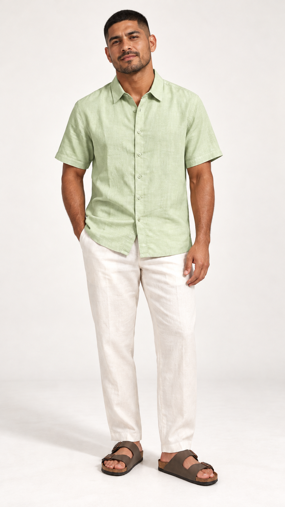 Camisa camp transpirable cuello cubano