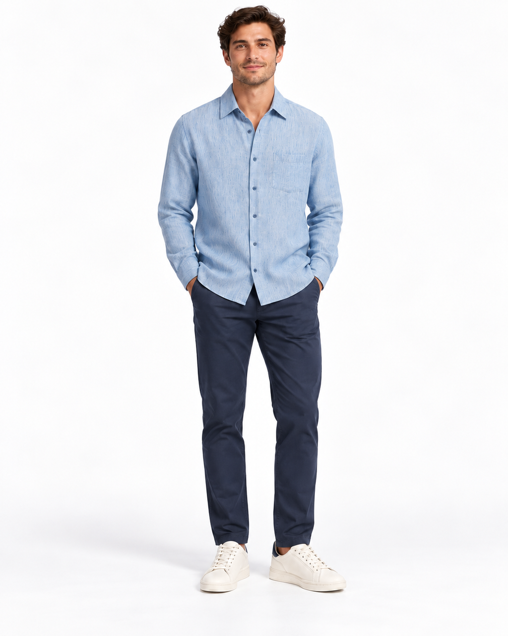 Camisa de corte regular en lino lavado