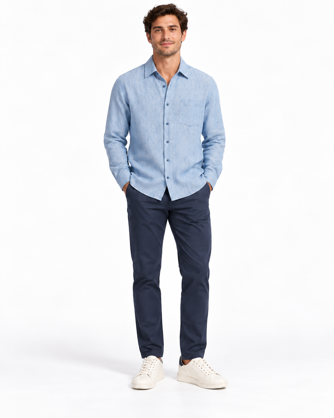 Camisa de corte regular en lino lavado