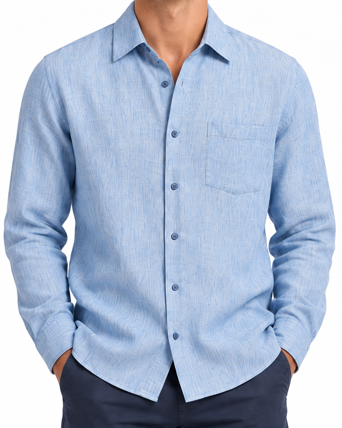 Camisa de corte regular en lino lavado