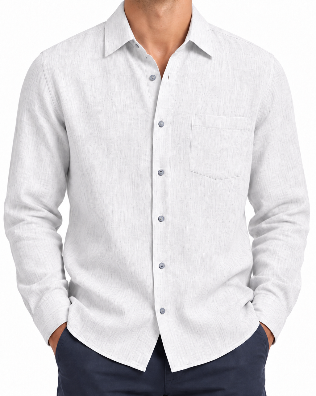 Camisa de corte regular en lino lavado
