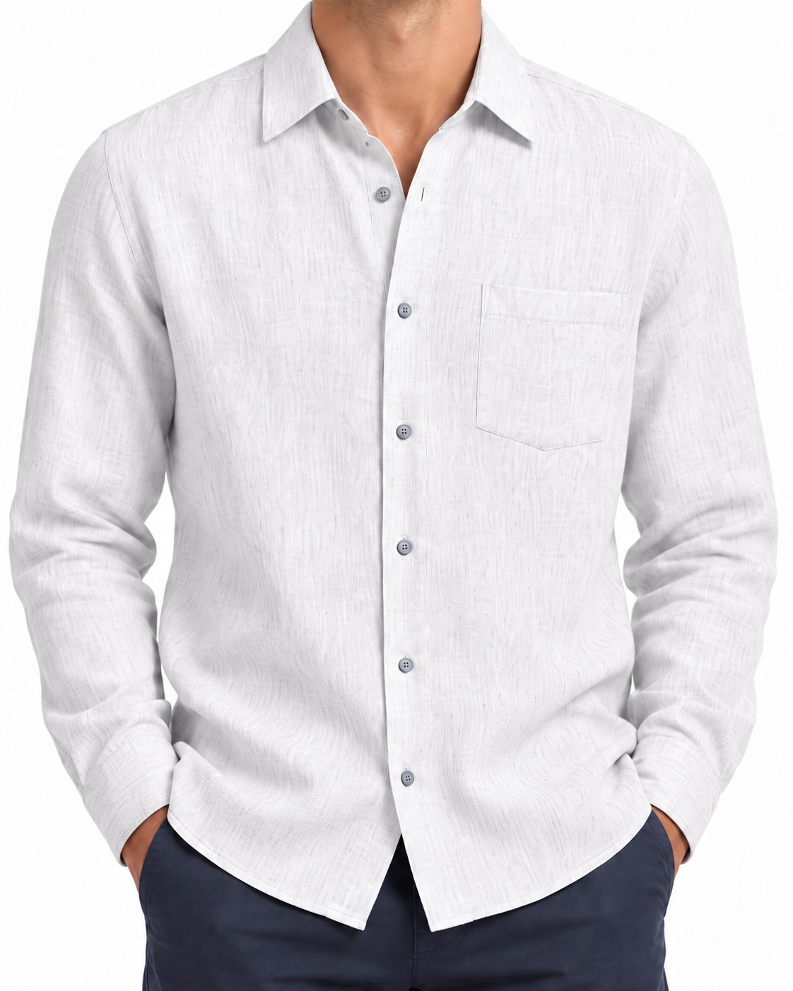 Camisa de corte regular en lino lavado