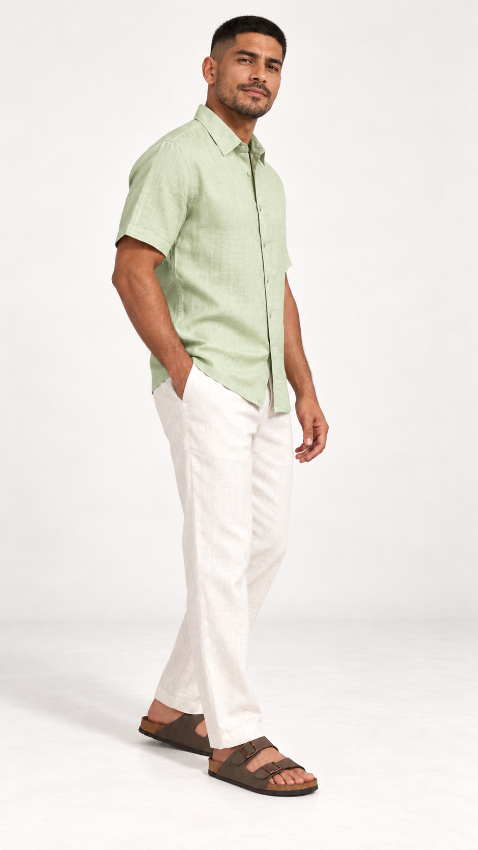 Camisa camp transpirable cuello cubano