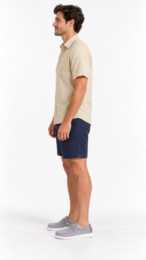 Camisa camp transpirable cuello cubano