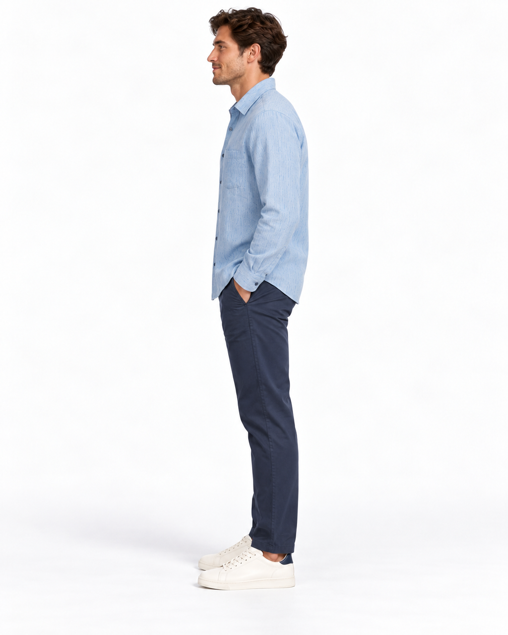 Camisa de corte regular en lino lavado