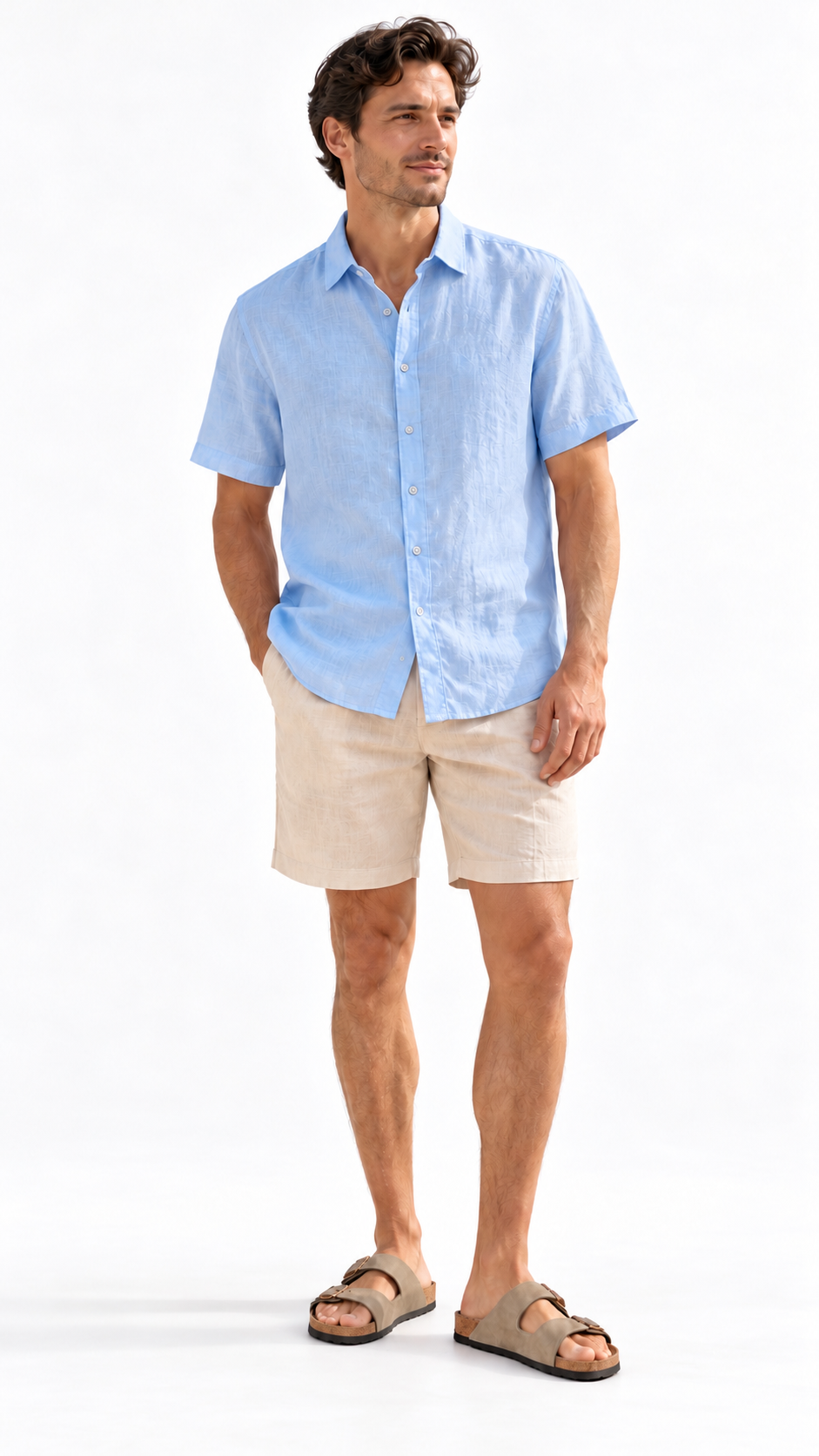 Camisa camp transpirable cuello cubano