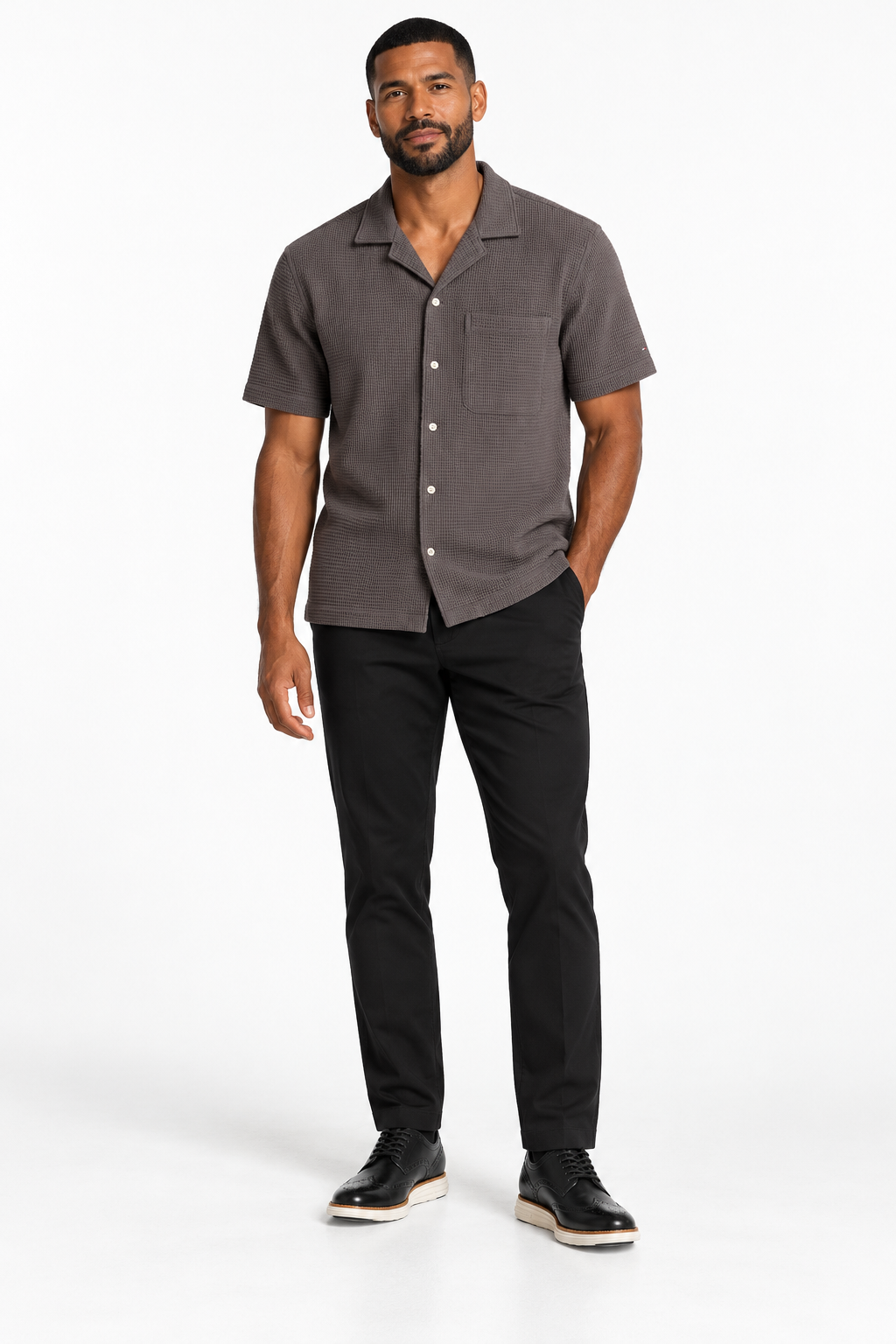 Tommy Hilfiger Camisa Transpirable Cafe