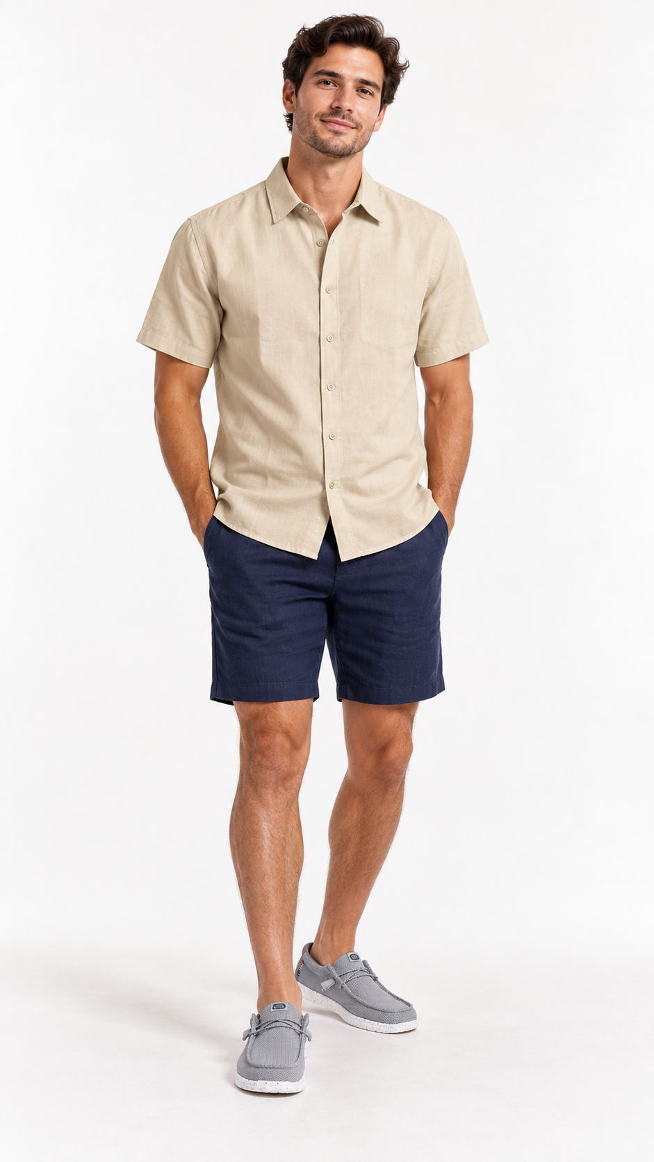 Camisa camp transpirable cuello cubano