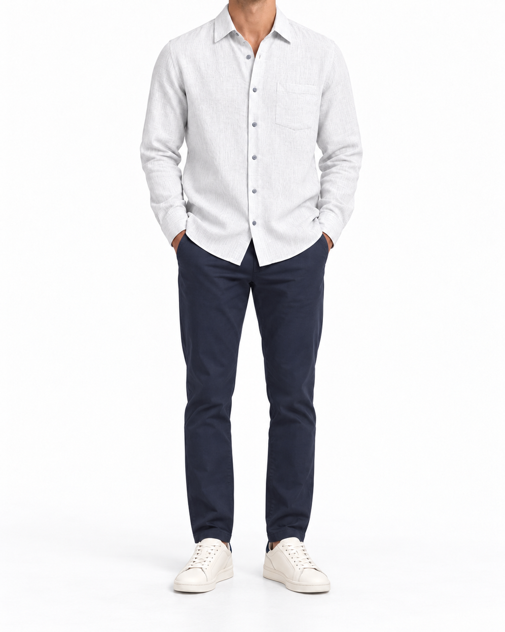Camisa de corte regular en lino lavado