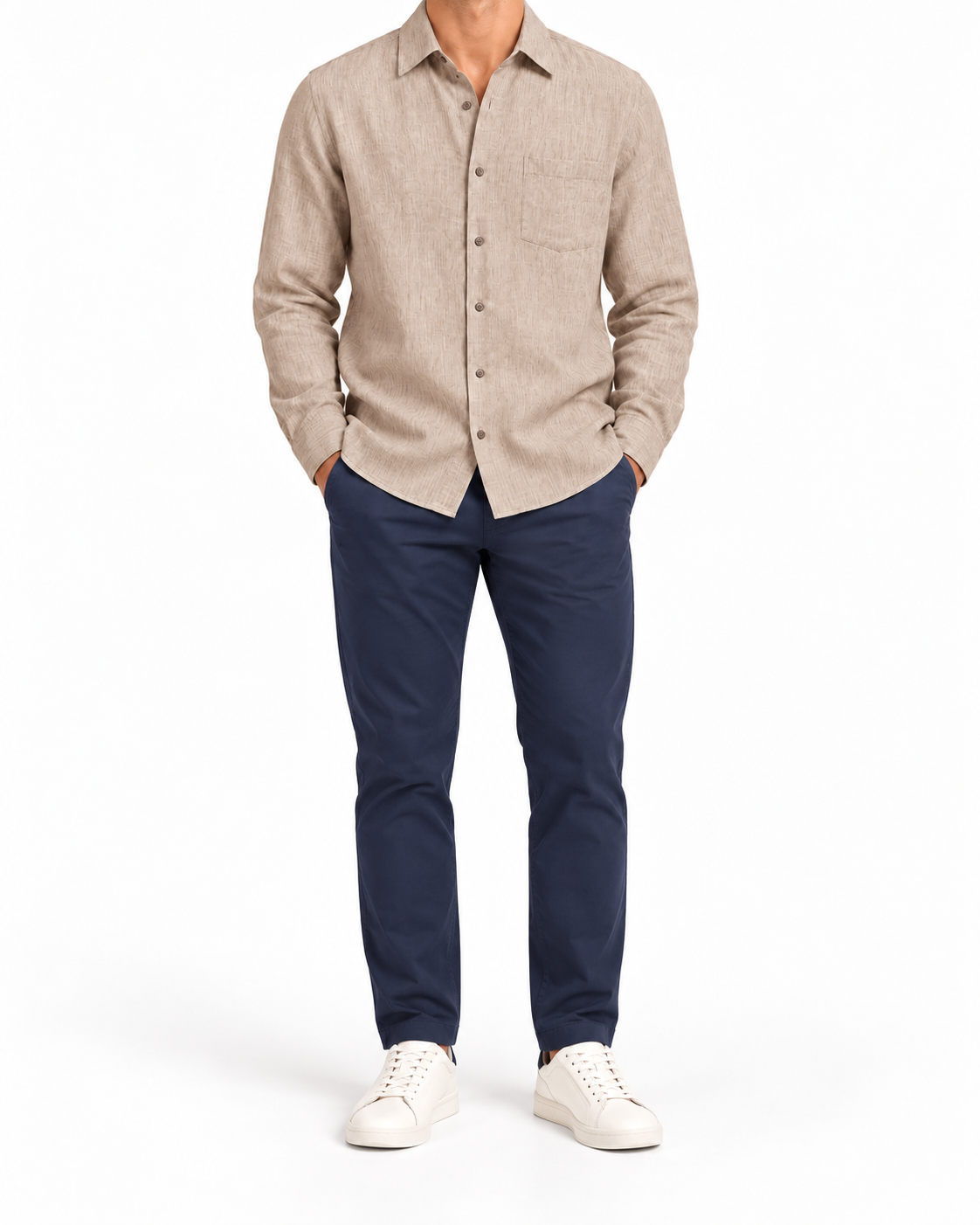 Camisa de corte regular en lino lavado