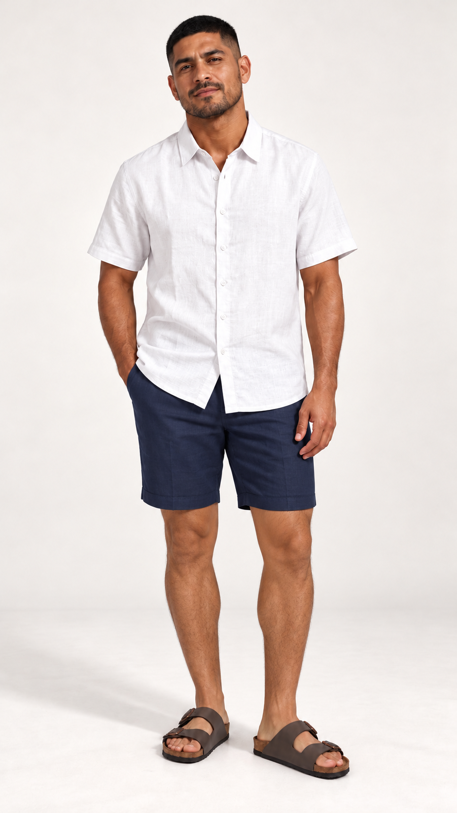 Camisa camp transpirable cuello cubano