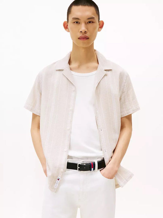 Tommy Jeans Textured Stripe Camp Shirt